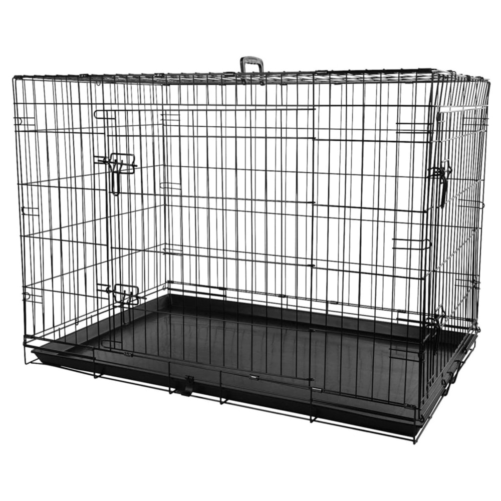 Cage métallique animaux avec porte coulissante xl noir