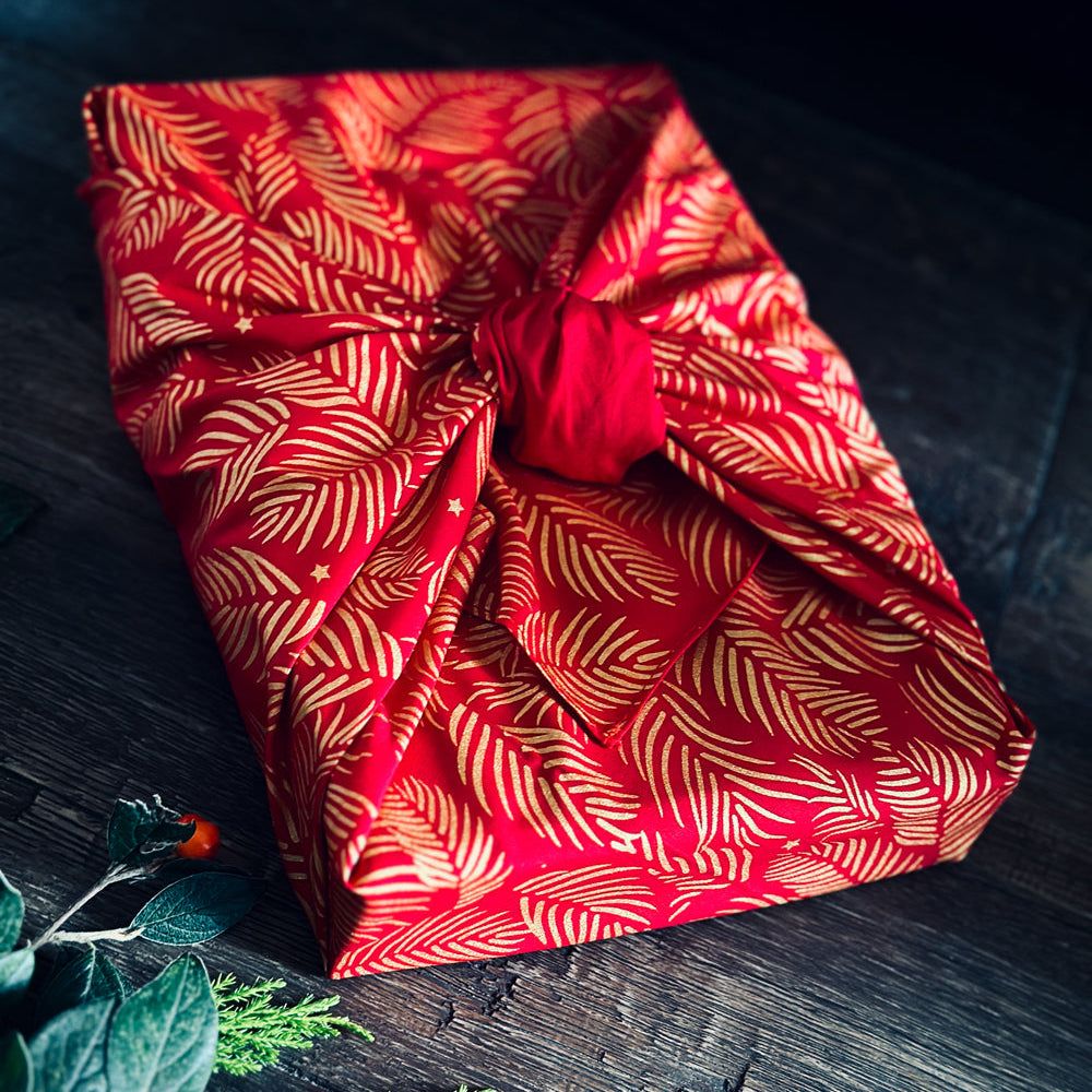 Emballage Furoshiki Sous les étoiles en rouge coquelicot (taille m)
