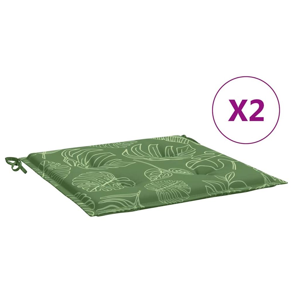 Coussins de chaise lot de 2 motif de feuilles 50x50x3 cm tissu