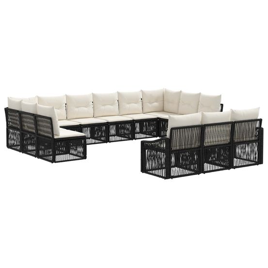 Ensemble de canapé de jardin 13 pc noir polyrotin