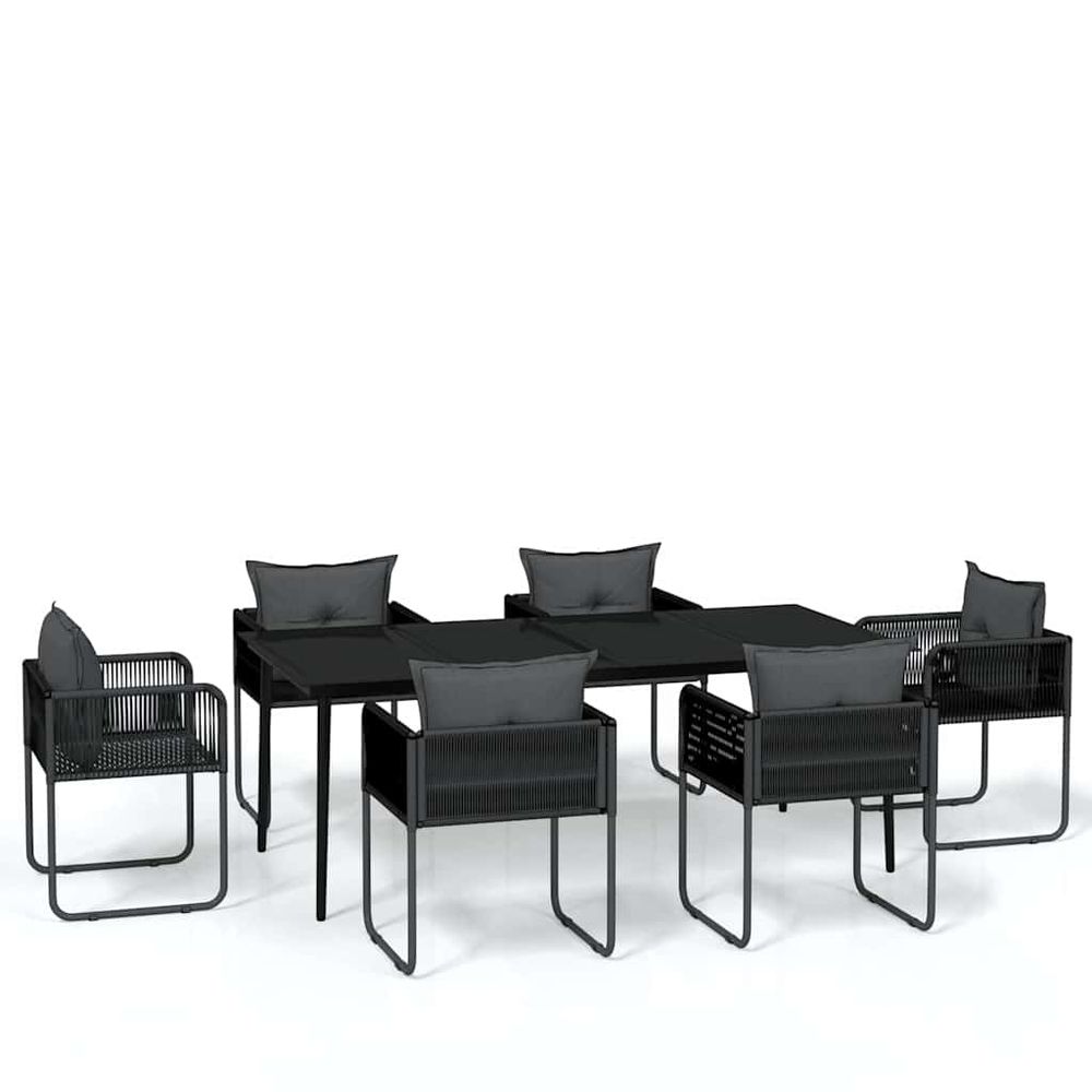 Ensemble à manger de jardin 7 pcs noir