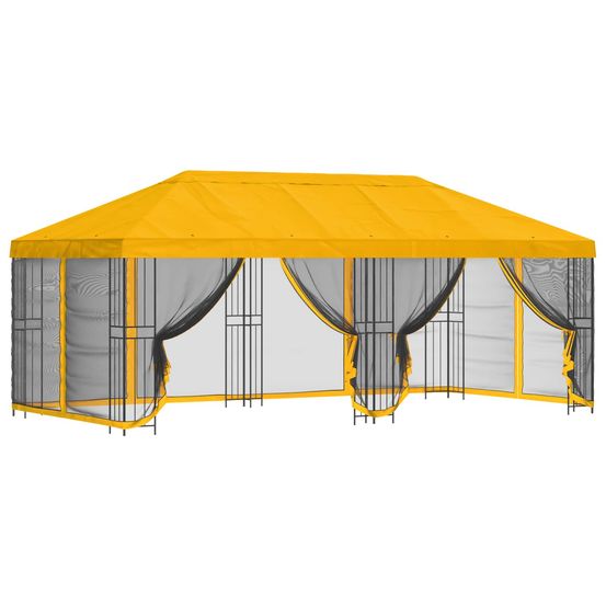 Gazebo avec murs latéraux 6 x 3 m jaune polyester et acier