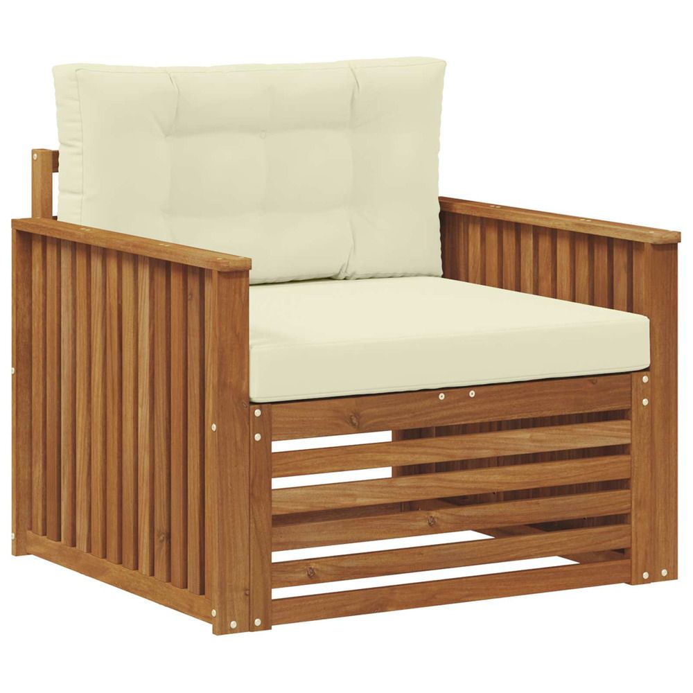 Canapé d’extérieur bois d'acacia massif et polyester
