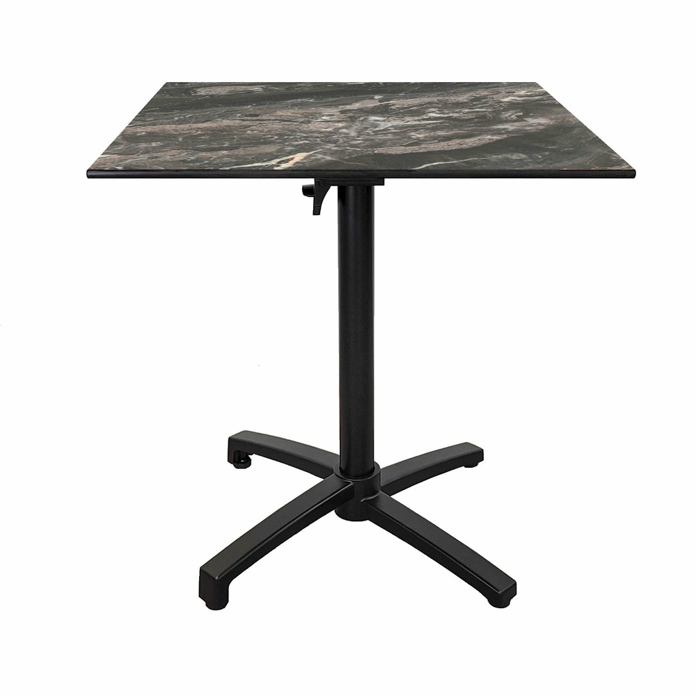 Restootab - table pliable pour terrasse en compact hpl décor marbré 70x70