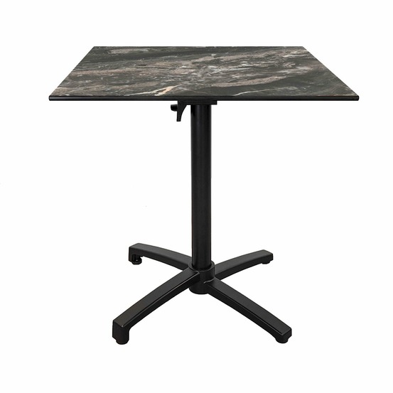 Restootab - table pliable pour terrasse en compact hpl décor marbré 70x70