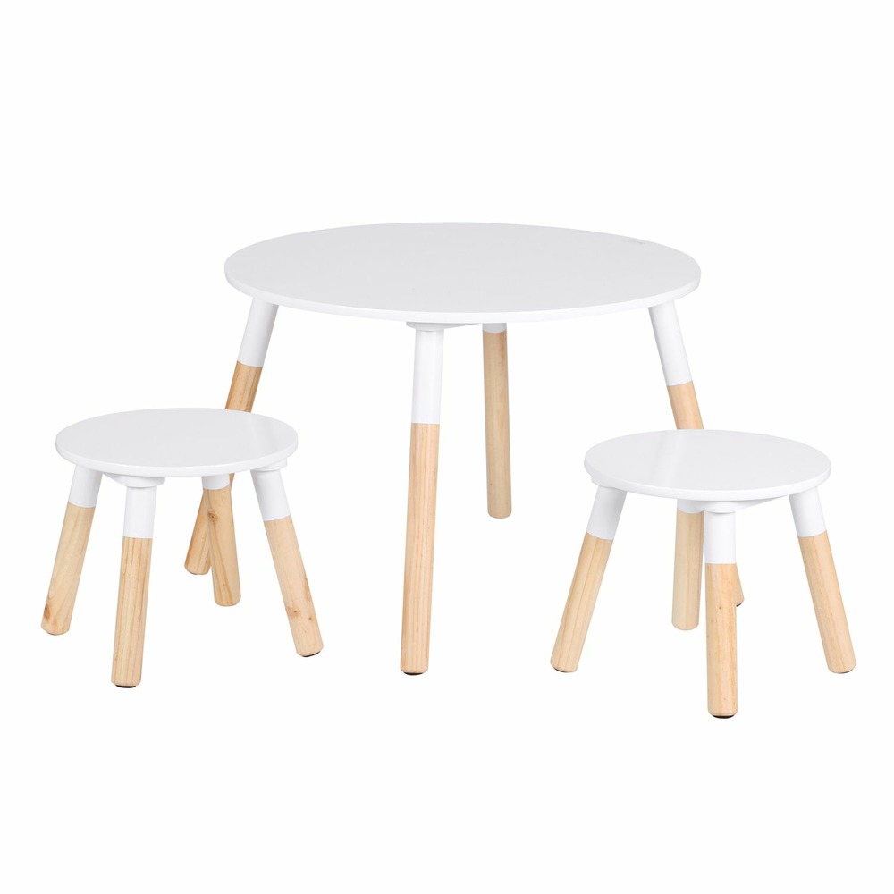 Table dream et ses deux tabourets pour enfants - blanc et bois