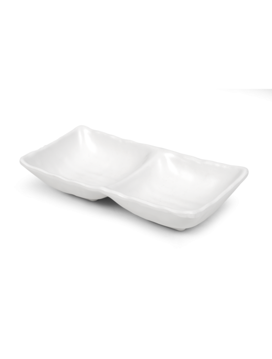 Plat snack ou sauce 2 compartiments blanc - pujadas