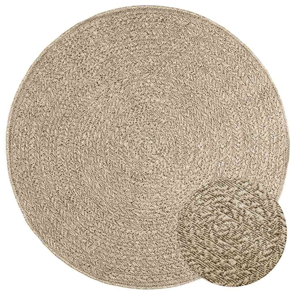 Tapis zizur beige ø 120cm aspect de jute intérieur et extérieur