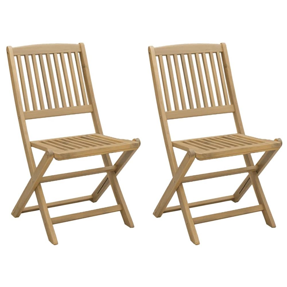 Chaises pliantes, lot de 2, 57 x 48,5 x 90 cm, en bois d'acacia massif