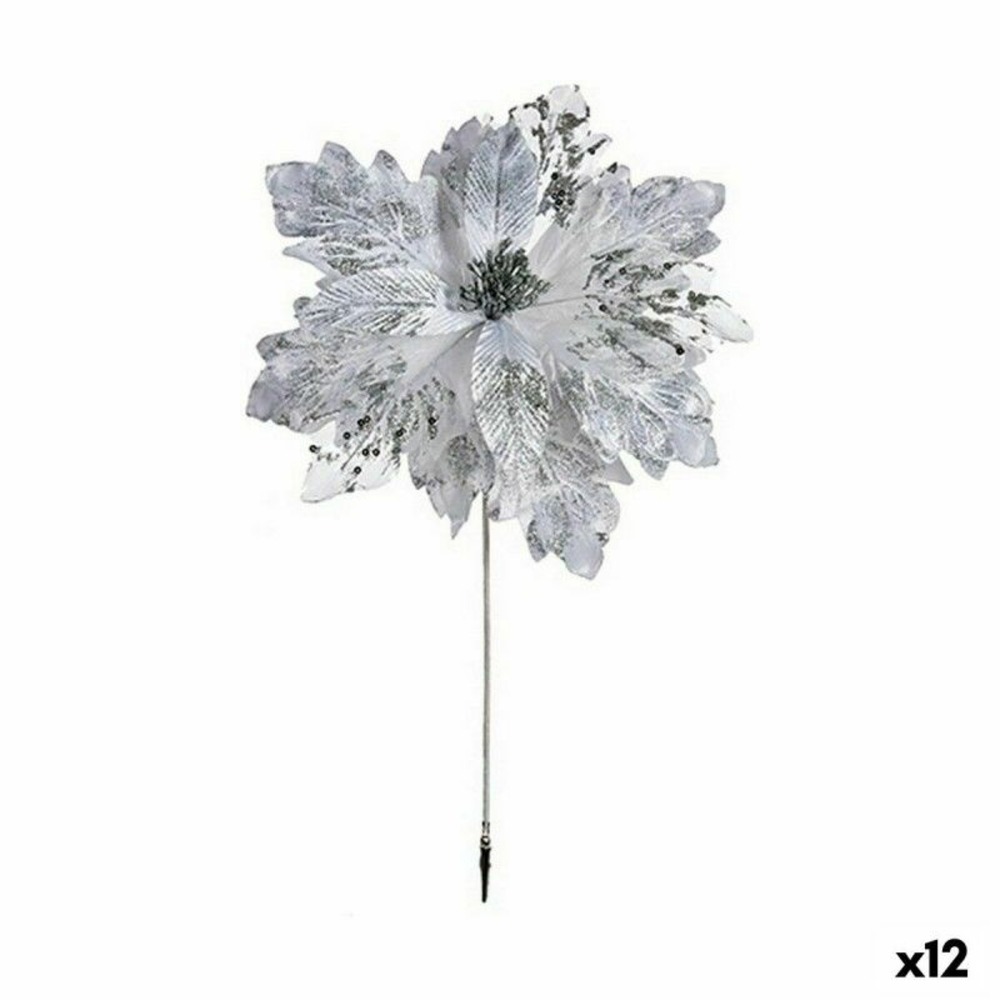 Fleur décorative blanc plastique 38x62x38cm - lot de 12