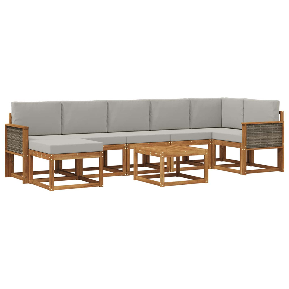 Ensemble de canapés d'extérieur 8 pcs naturel et gris clair