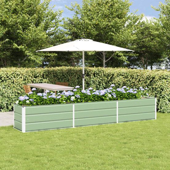Jardinière xxl acier galvanisé pour aménagement extérieur 290x50x45 cm vert pastel