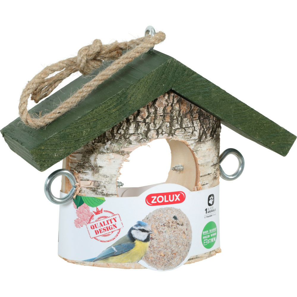 Support boule de graisse en bois massif pour oiseaux