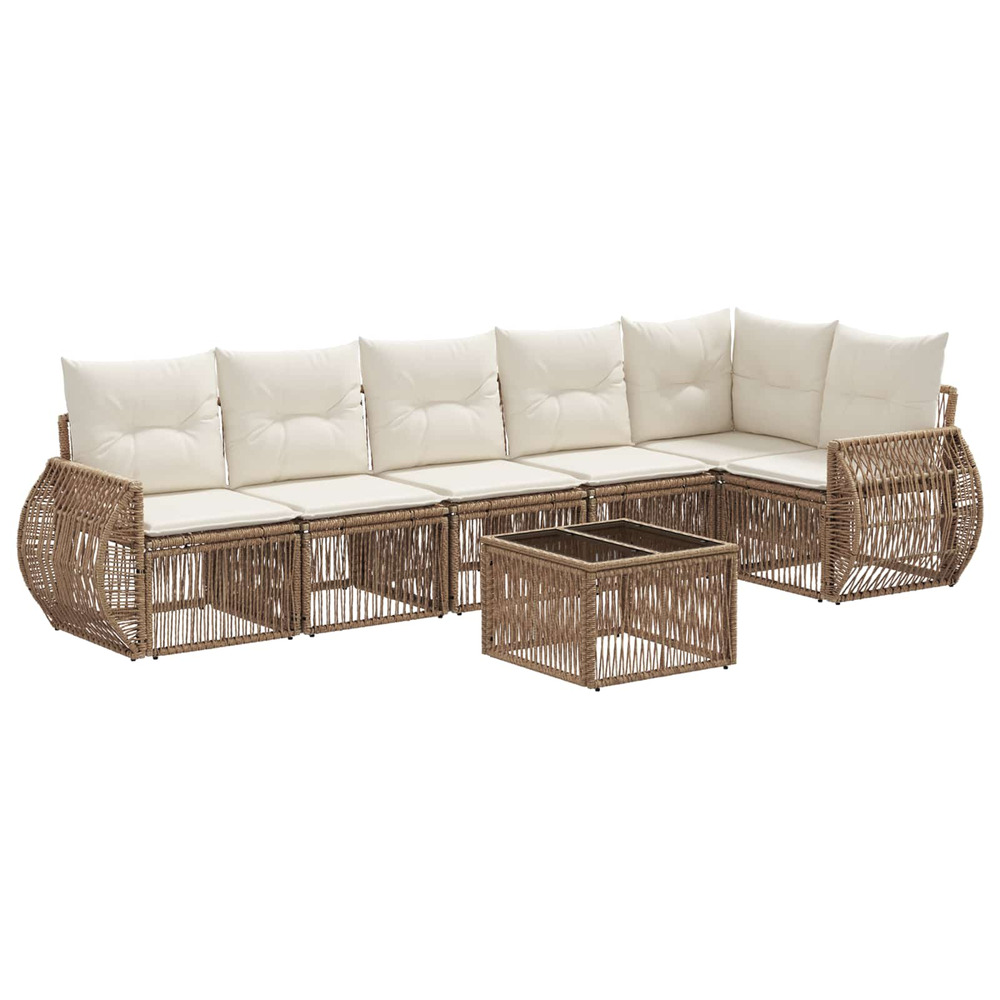 Ensemble de canapé de jardin 7 pcs beige et blanc crème