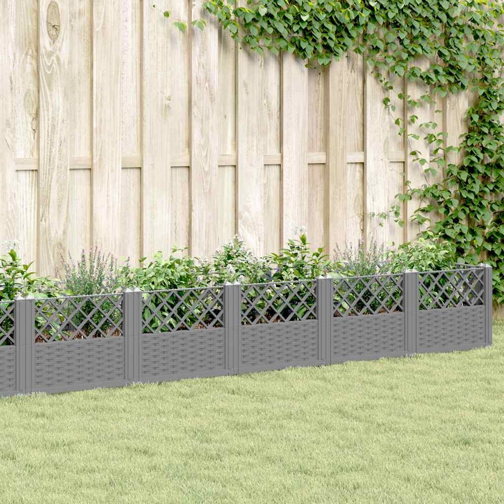 Carré potager surélevé modulable en pp aspect rotin pour jardin et potager gris clair 363.5cm