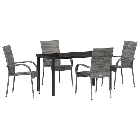 Ensemble de salle à manger pour jardin 5 pcs gris poly rotin
