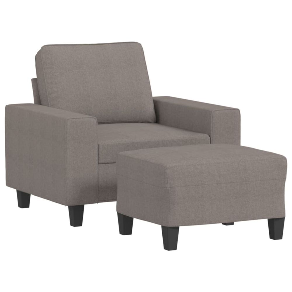 Fauteuil avec repose-pied taupe 60 cm tissu