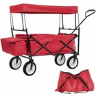 Chariot de jardin pliable 70 kg avec toit + sacoche rouge