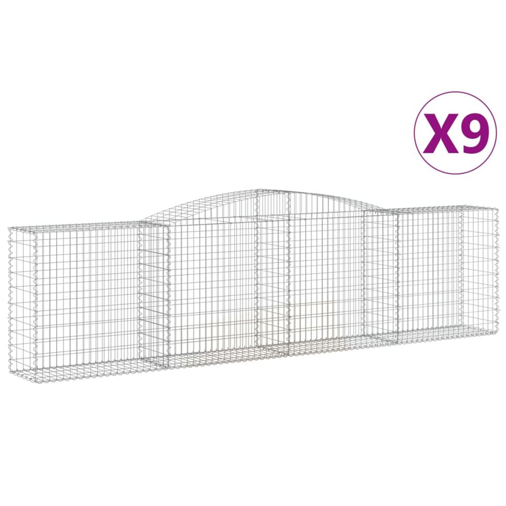 Paniers à gabions arqués 9 pcs 400x50x100/120 cm fer galvanisé