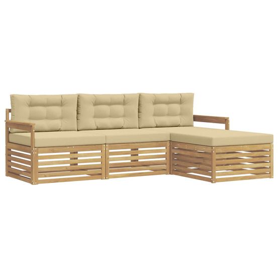 Ensemble de canapés d'extérieur 4 pc blanc et beige polyester