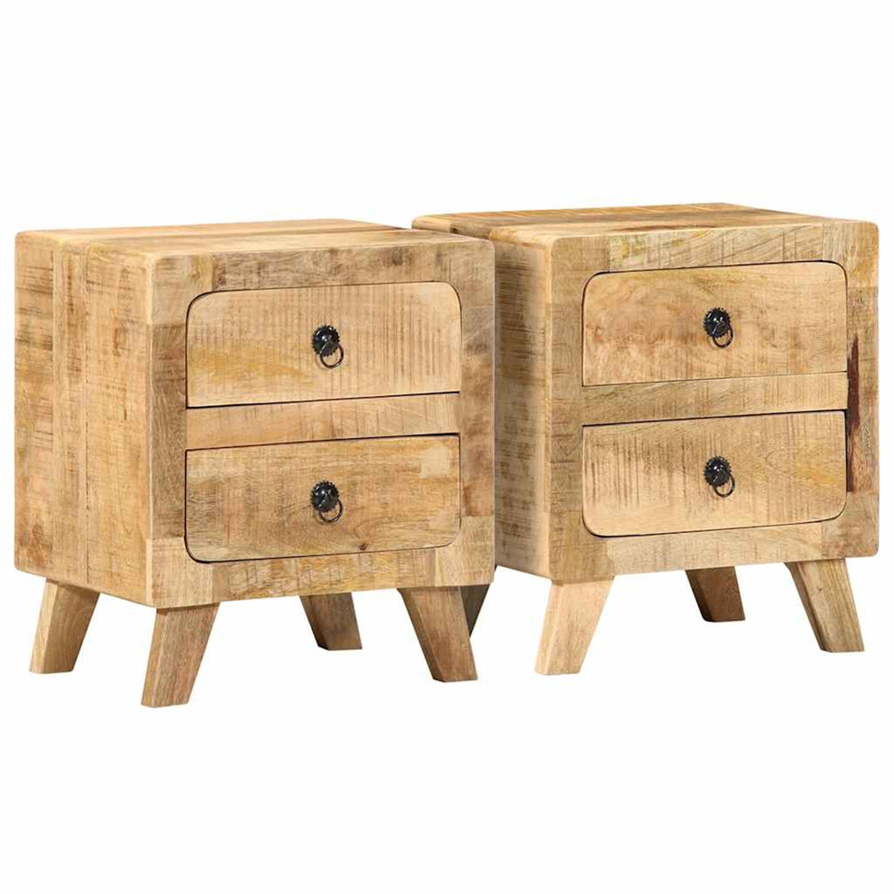 Table de chevet 2 pcs 40x32x46 cm bois massif de manguier brut