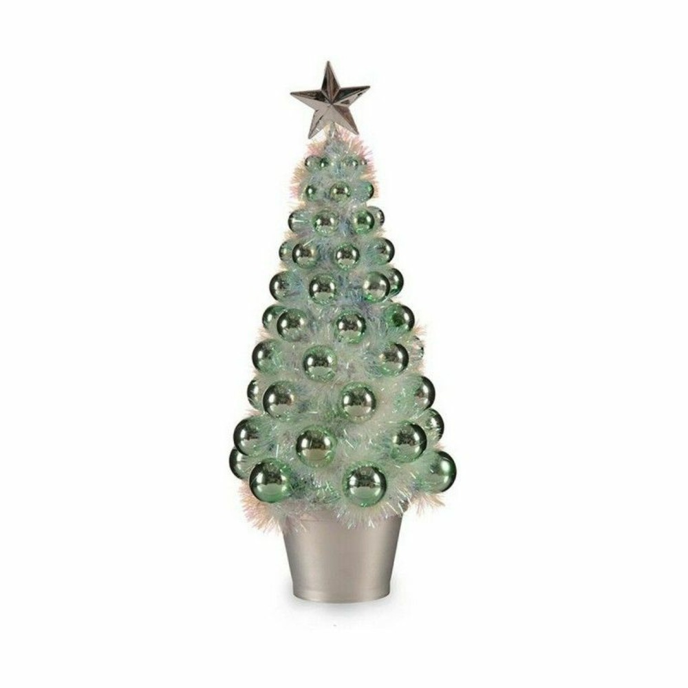 Sapin de noël iridescent vert plastique 16 x 37,5 x 16 cm polypropylène