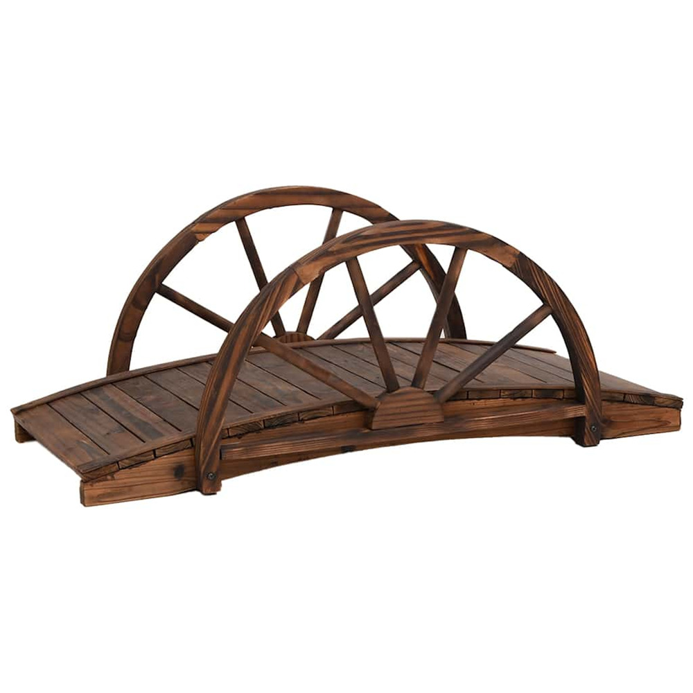 Pont de jardin avec demi-roue 99x50x38 cm bois de sapin massif
