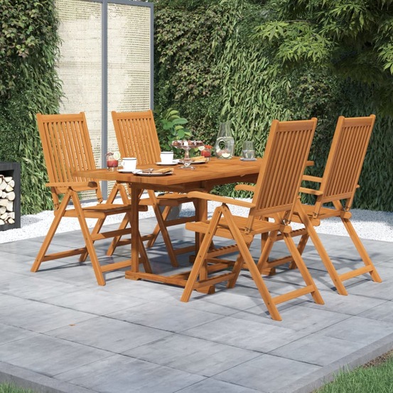 Ensemble à manger de jardin 5 pcs bois d'acacia massif 120-170 cm