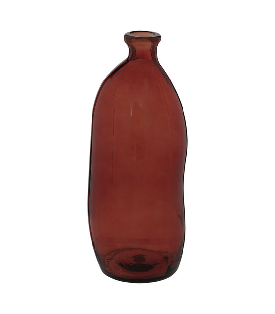 Vase bouteille en verre recyclé rouge ambre d 13 x h 35 cm
