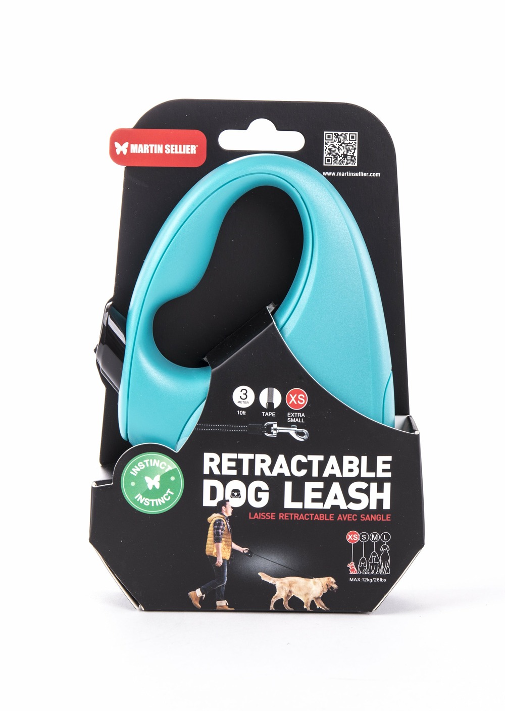 Martin sellier - laisse enrouleur sangle rétractable pour chiens - logo réfléchissant - collection instinct
