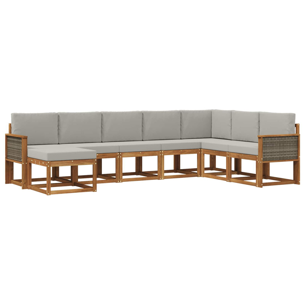 Ensemble de canapés d'extérieur 8 pcs naturel et gris clair