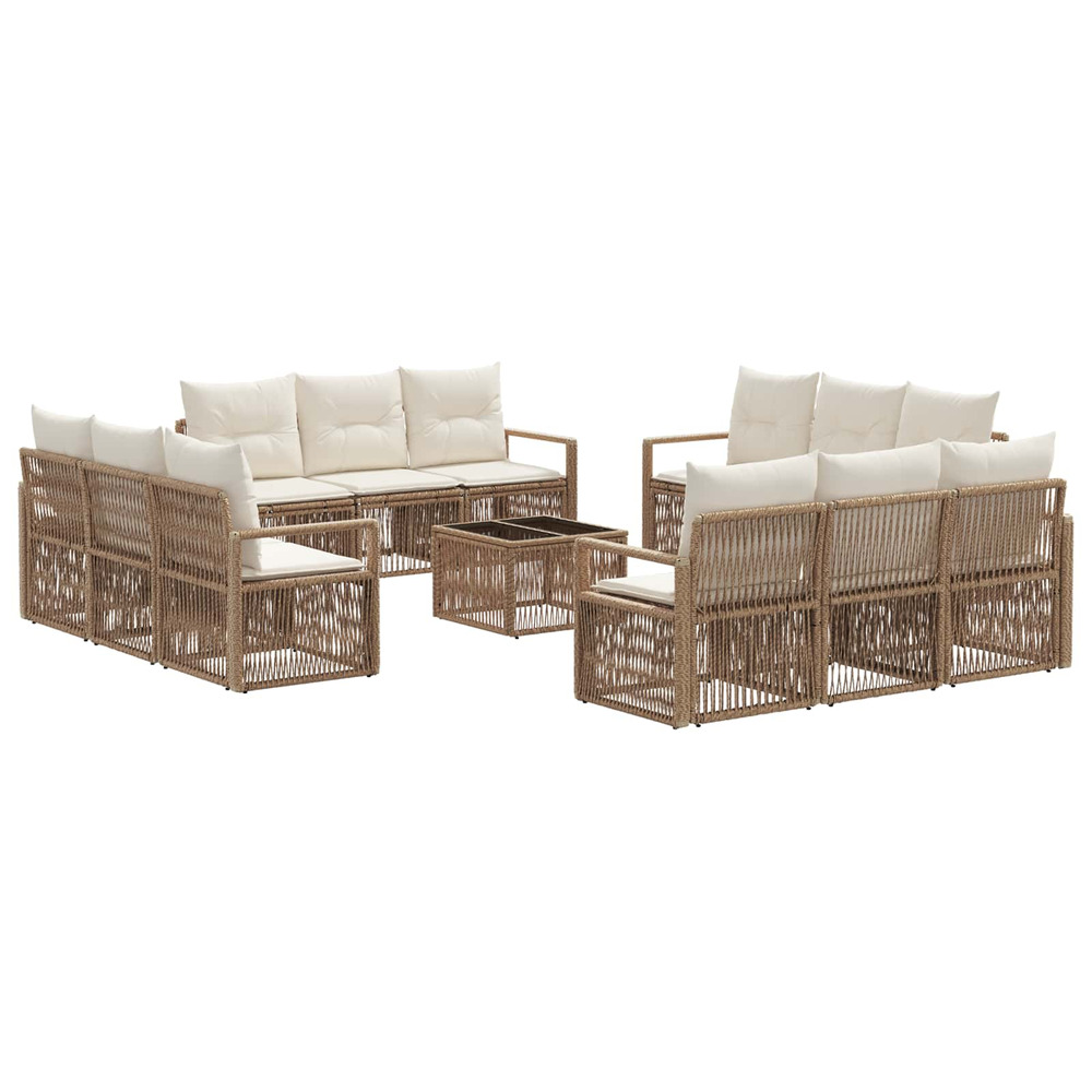 Ensemble de canapé de jardin 13 pcs beige polyrotin