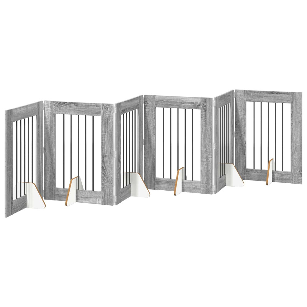 Porte de chien pliable avec supports 6 pcs sonoma gris 362 cm