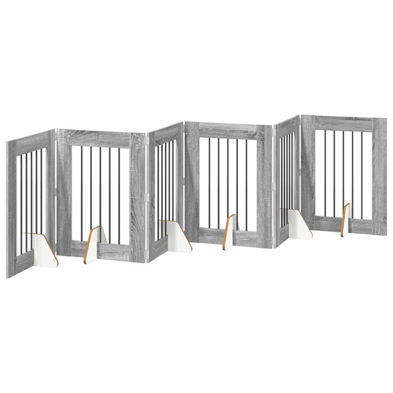 Porte de chien pliable avec supports 6 pcs sonoma gris 362 cm