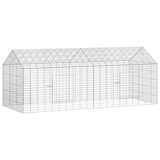 Cage pour lapins argent 400 x 78 x 78 cm acier galvanisé