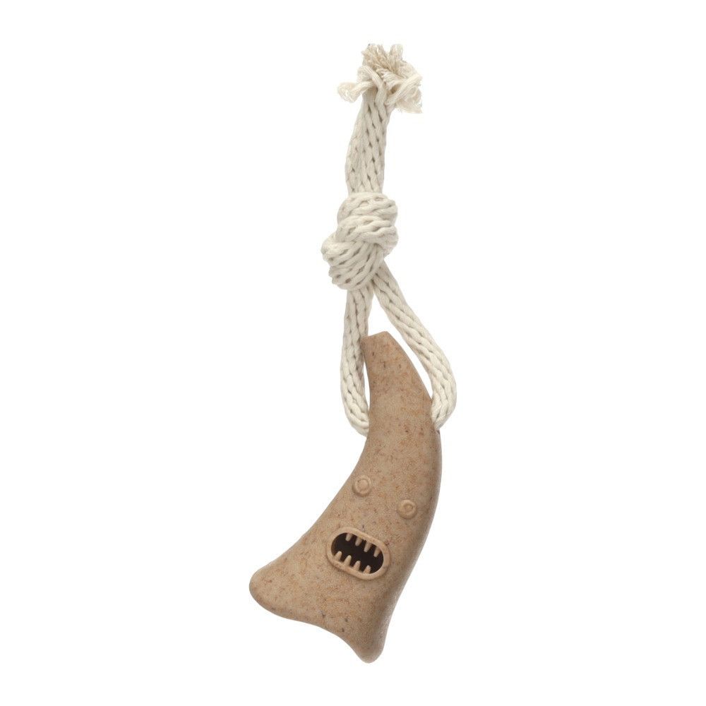Jouet wilga corne avec corde pour chien, tpr et bambou, 23 cm - flamingo