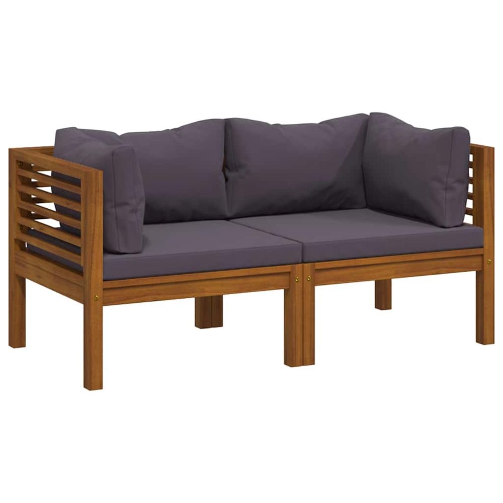 Canapé de jardin à 2 places avec coussin bois d'acacia massif