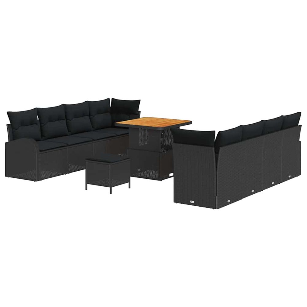 Ensemble de canapé de jardin 11 pc noir polyrotin