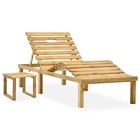Transat chaise longue bain de soleil lit de jardin terrasse 200 x 70 x (31,5-77) cm meuble d'extérieur avec table bois de pi