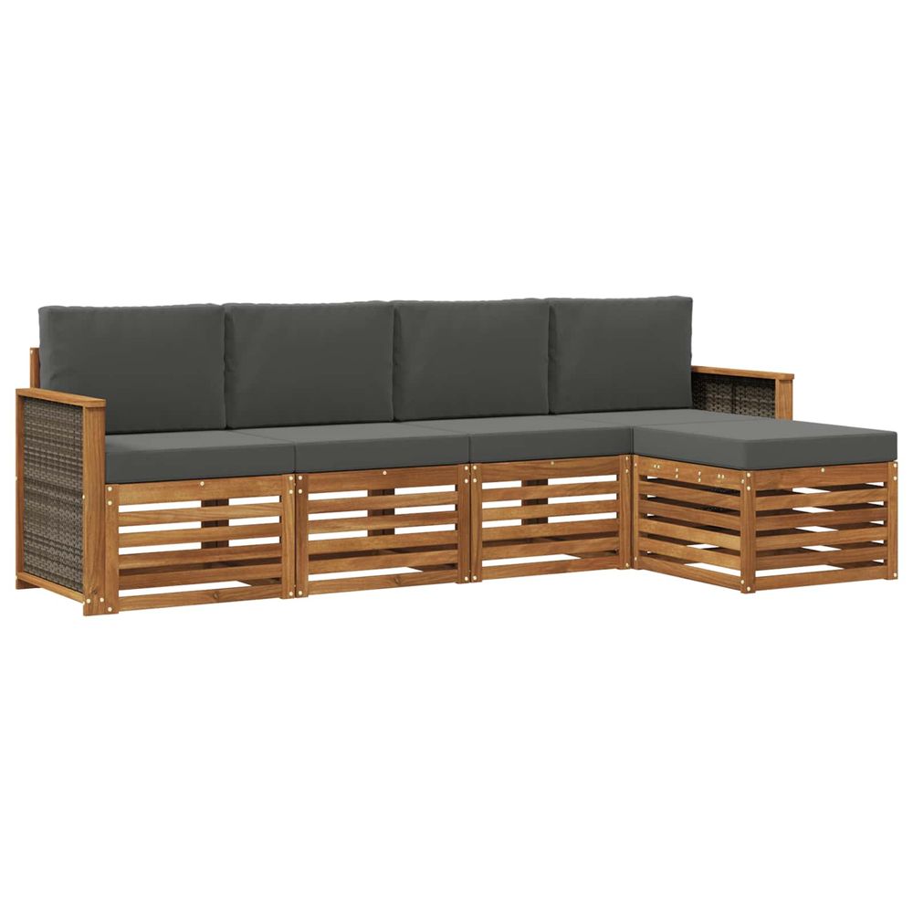 Ensemble de canapés d'extérieur 5 pc naturel et anthracite