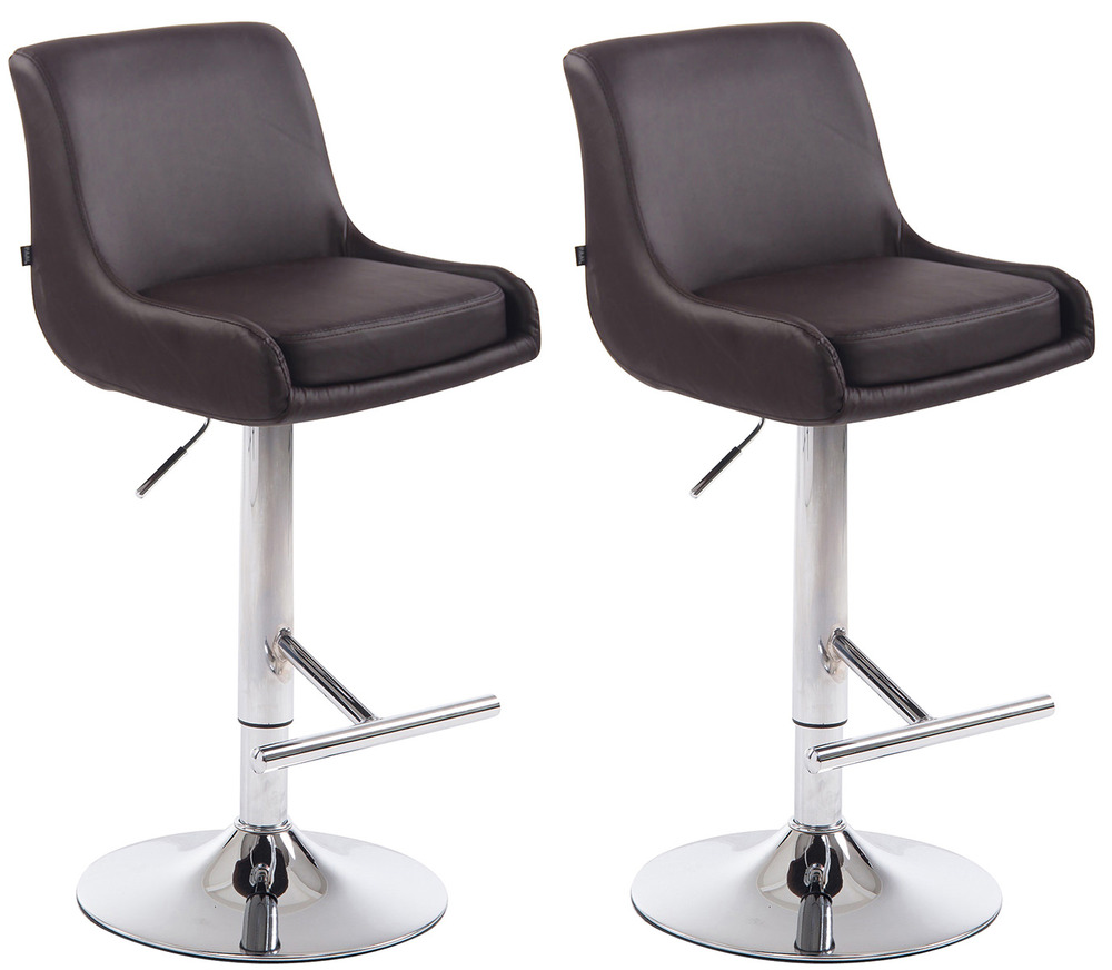 Lot de 2 tabourets de bar club simili cuir chromé