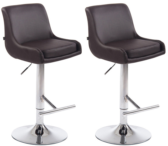 Lot de 2 tabourets de bar club simili cuir chromé