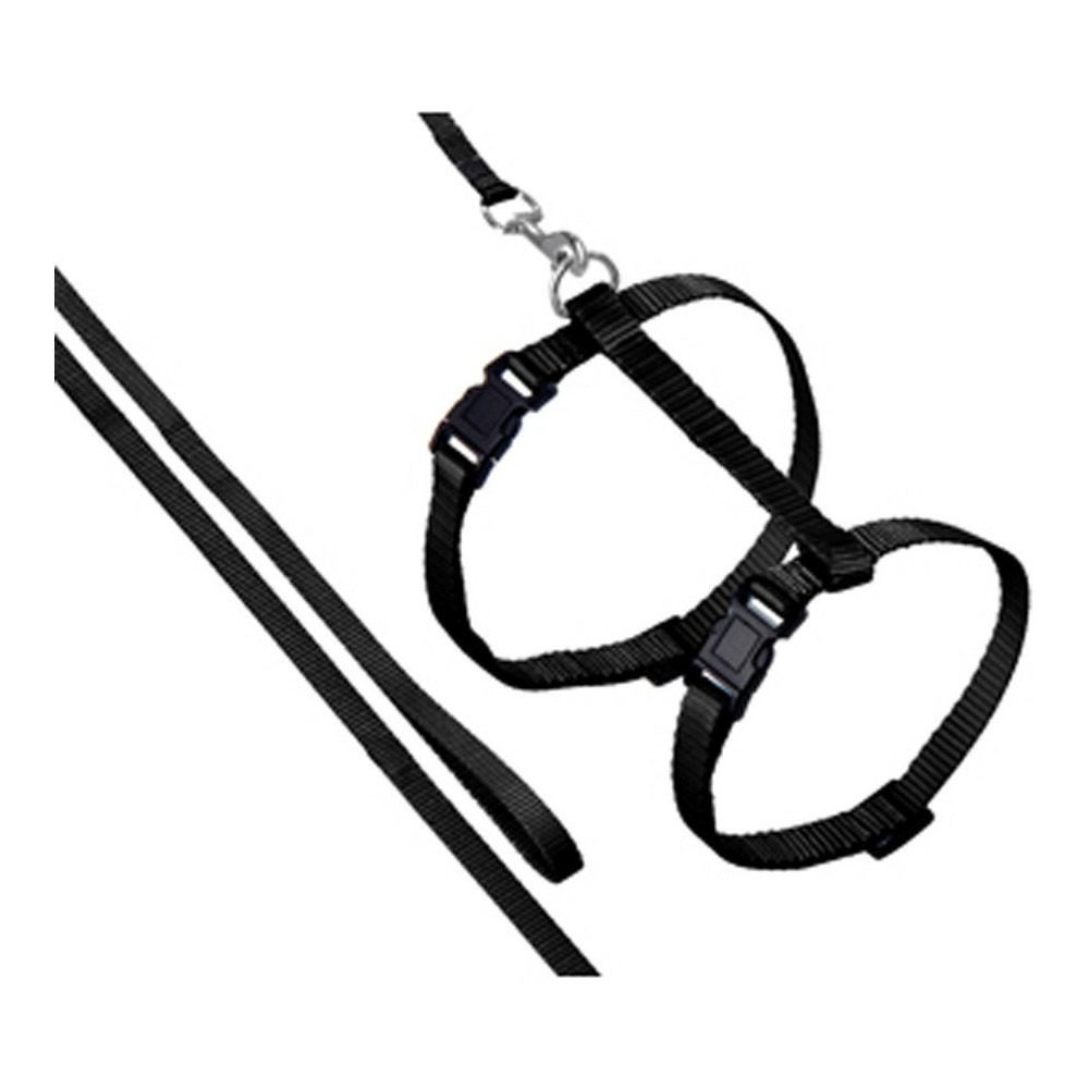 Harnais et laisse de 1.10 mètre couleur noir pour chat,