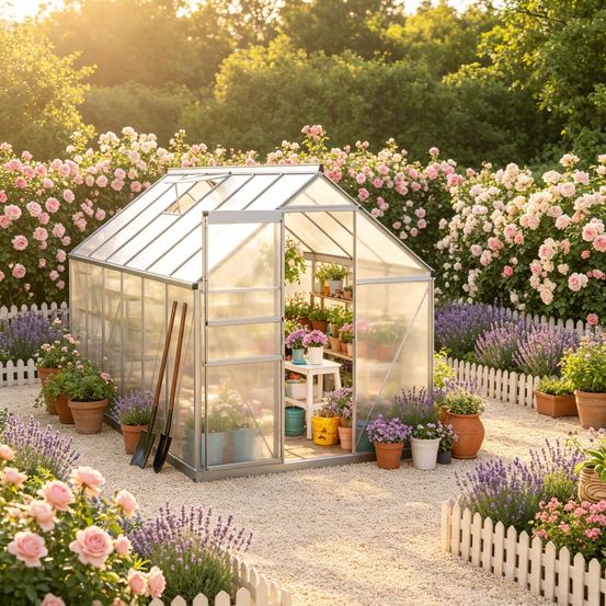 Serre de jardin aluminium polycarbonate 7,1 m² transparente avec porte coulissante - comfortxl outdoor living