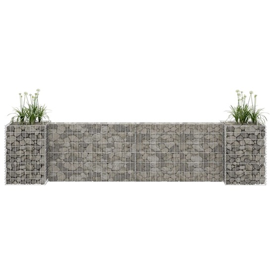 Jardinière à gabion en h fil d'acier 260x40x60 cm