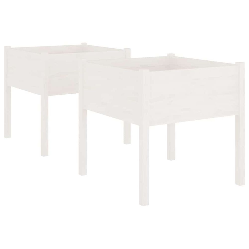 Jardinières 2 pcs blanc 70x70x70 cm bois de pin massif