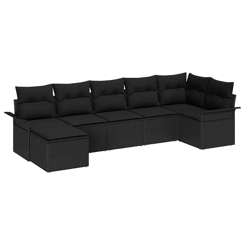 Ensemble de canapé de jardin 7 pc noir polyrotin