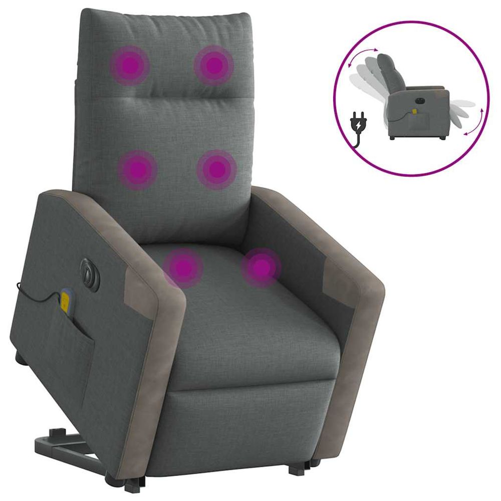 Fauteuil inclinable de massage électrique gris foncé tissu