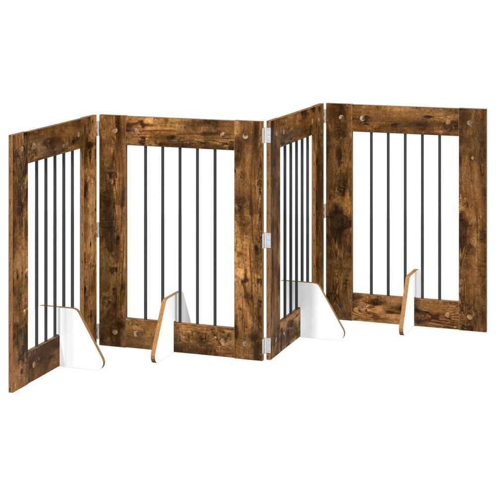 Porte de chien pliable avec supports 4 pc chêne fumé 241 cm