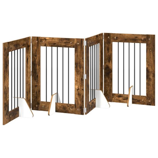 Porte de chien pliable avec supports 4 pc chêne fumé 241 cm